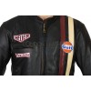 Steve McQueen Gulf Classic Le-Man Armoured Biker Black Leather Jacket